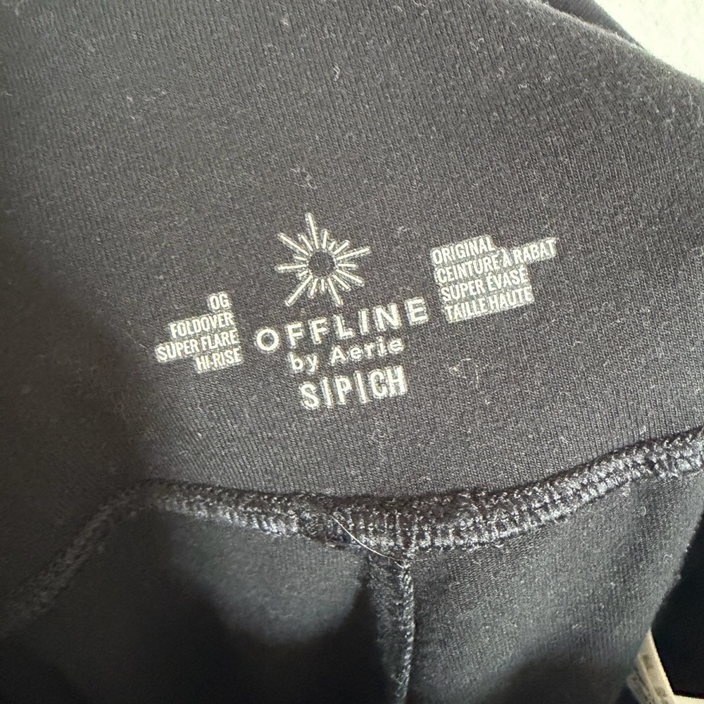 OFFLINE By Aerie Black OG Foldover High Waisted Super Flare Leggings size S EUC - Picture 9 of 11